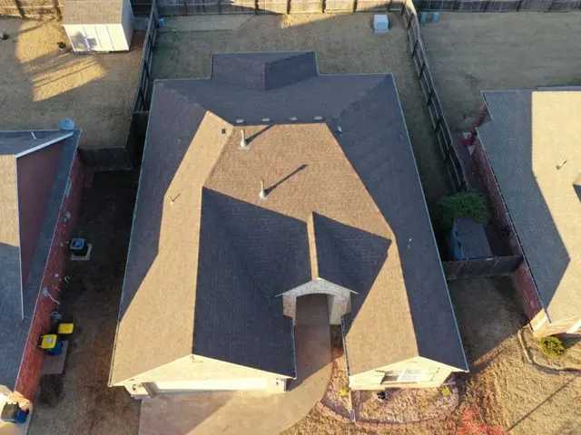 Drone photo of a roof inspected by RSI